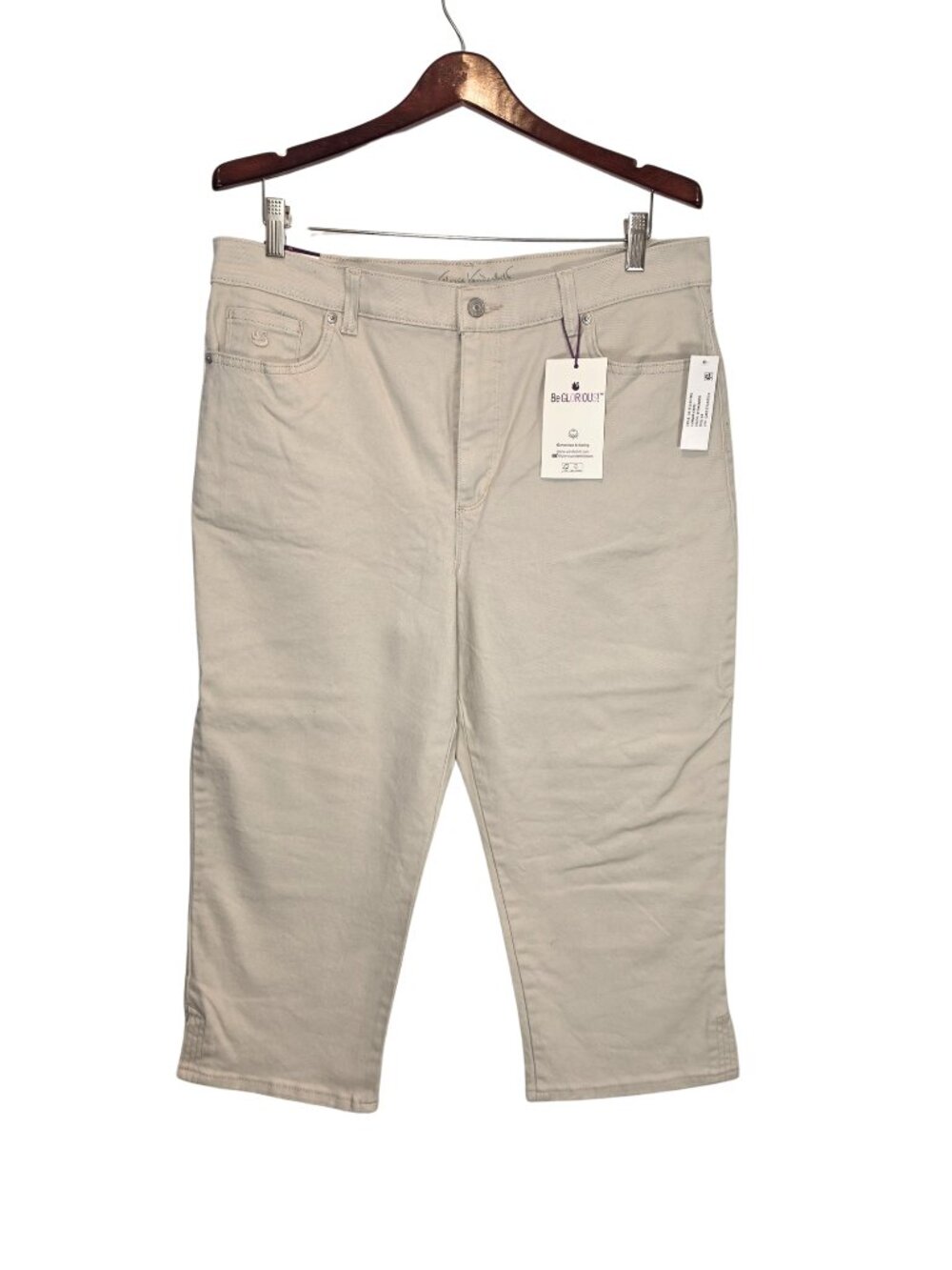 Gloria Vanderbilt Amanda NWT high rise Capri pants Size 14 Slimming khaki  tan
